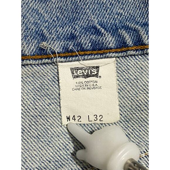 Levis 517 Jeans 42x32 straight leg Light Wash Blue USA Made orange Tab VTG - Picture 11 of 13